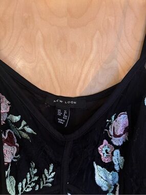 New Look Black Floral Embroidered Camisole